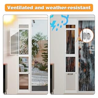 Dog Door for Sliding Glass Door, Adjustable Height 75 3/5" to 80" Sliding Door Pet Door Insert with Screen Design, Suitable for Large Dogs Up to 75 lbs, New