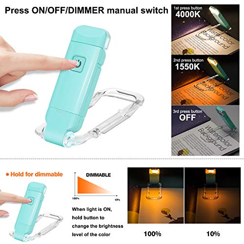 Image of LUXSWAY USB Rechargeable Book Light for Night Reading in Bed,Clip on LED Reading Light,Portable Bookmark Light with Brightness Adjustable for Eye-Protection,Warm White and Amber LEDs