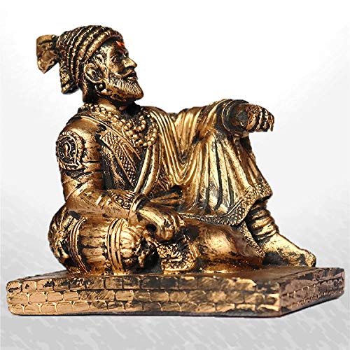 Image of S2S Fiber Chatrapati Shivaji Maharaj Idol Murti Statue for Home ,Office Decor Gift Item Collectible Handicraft Art, Size -9x6x10 CM | Gold( Copper,Pack of 1)