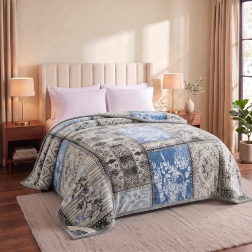 Image of BSB HOME 280 GSM Mink Blanket, Premium Soft Warm Cozy Plush Blanket for Double Bed, Ultra Soft Comfortable Winter Bedding, Elegant Printed Blanket, 90 x 100 Inches (229 x 254 cm) - Ash Grey
