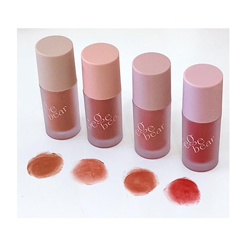 4 Color Set Multi Purpose Cream, 3 in 1 Lipstick Blusher Eyeshadow Cream With Round Head Brush, Liquid Eyeshadow Liquid Blusher