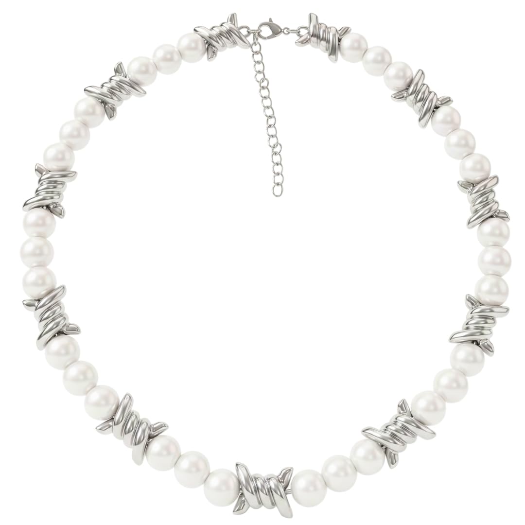 the men thing TWISTED KNOT - Italian Styled Pearl with Twist Metal Knot Choker Necklaces for men and boys (20 Inch)-picture-47