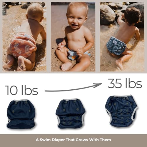 Nora's Nursery Reusable Swim Diapers and Wet Bag - One Size Fully Adjustable - Tropical 3 Pack with Wet Bag3