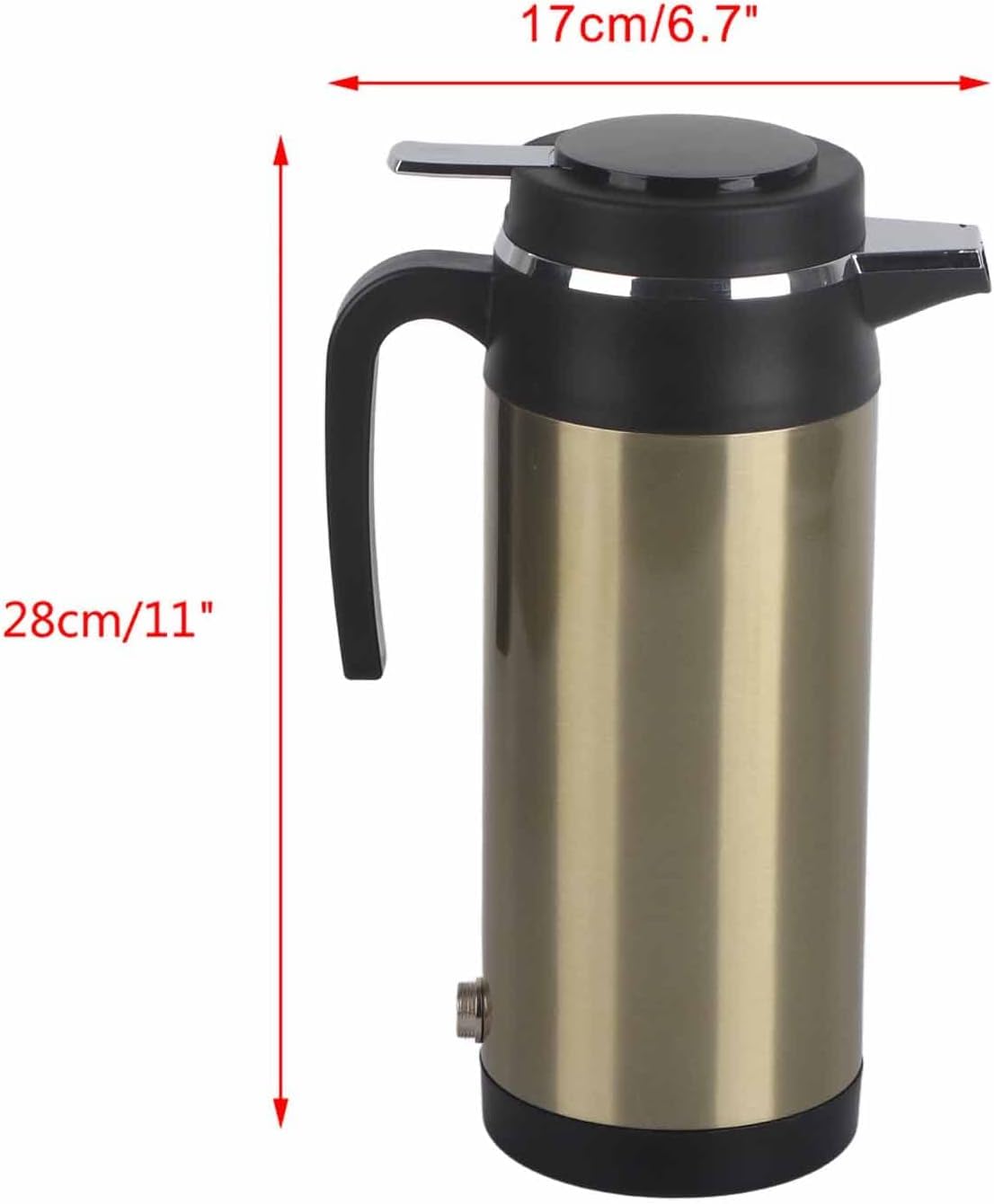 Termos eléctricos, 1200ML 12V / 24V Hervidor eléctrico de acero inoxidable en el coche Termos de viaje Botella de agua de calefacción(Plata) for termo cafe electrico,hervidor de agua para camion,calen