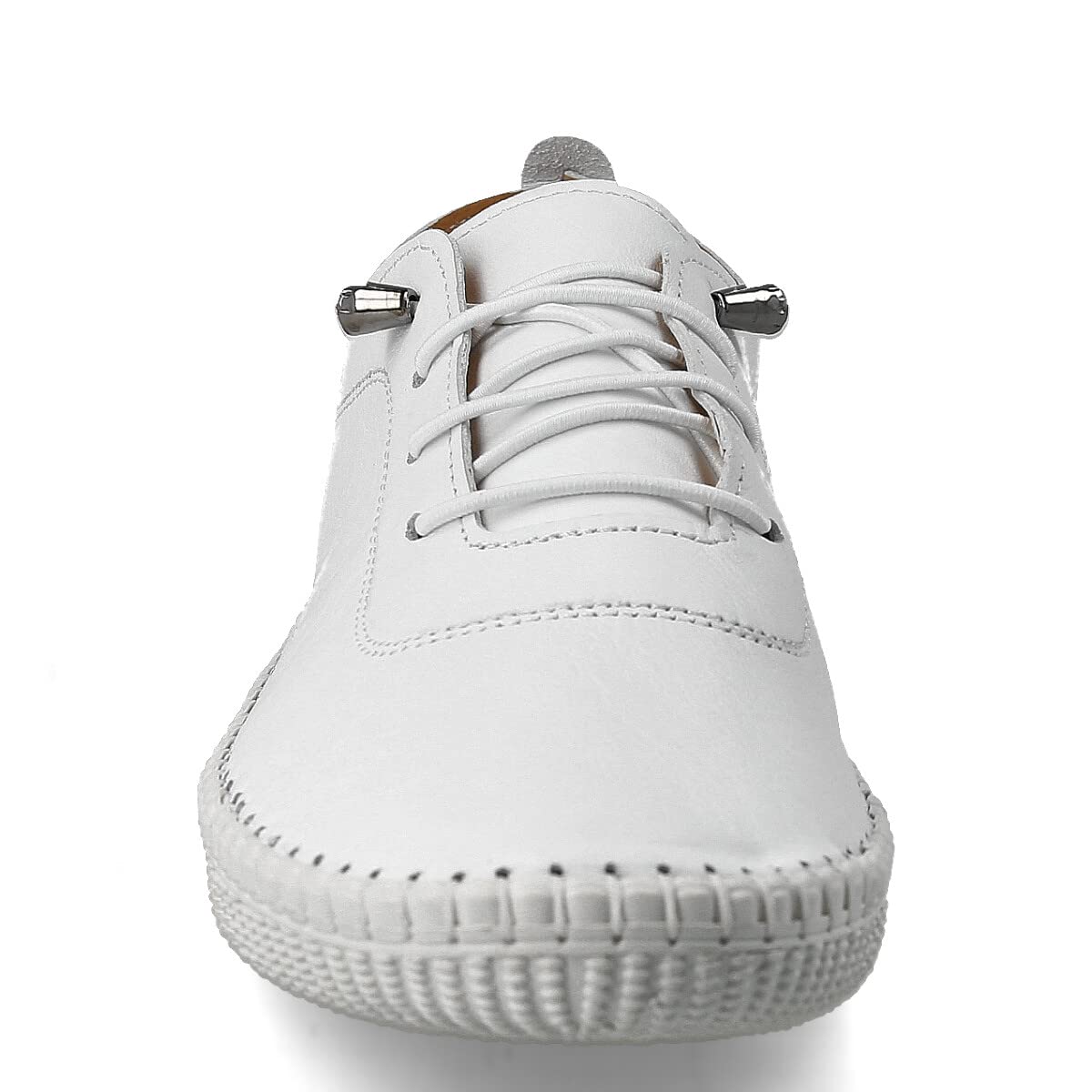Sneaker Scarpe in Pelle Casual per Donna. Flessibile e Confortevole. Scarpe Sportive Piatte. Lacci Elastiche. Grande comodità. Bianco, Nero, Pelle, Blu Navy, Kaki, Rosso, Beige