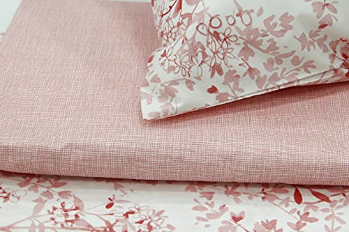 Somma Completo Lenzuola a copriletto Matrimoniale in Percalle di Puro Cotone Made in Italy, Fenicottero