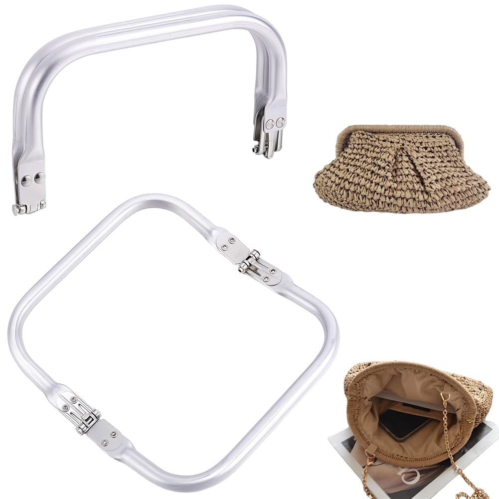 Beebeecraft 2Pcs 16cm Aluminum Purse Frame Kiss Clasp Handle Rectangle