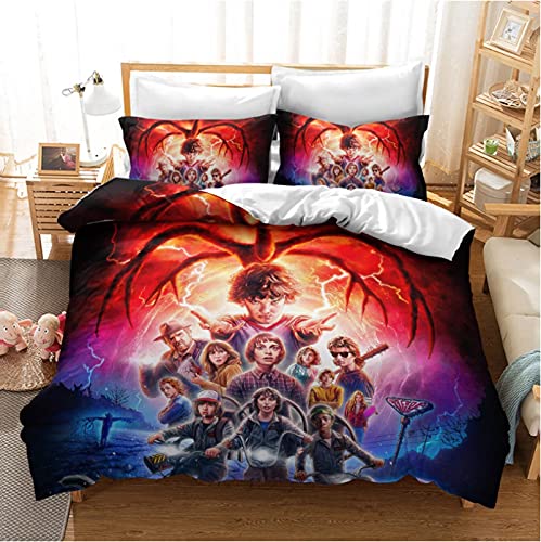 ysldtty Película De Terror Juego De Cama De Lujo 3D Juegos De Funda Nórdica Impresos Textiles para El Hogar B-2920E 220CM x 240CM with 2 Pice Pillowcase 50CM x 75CM