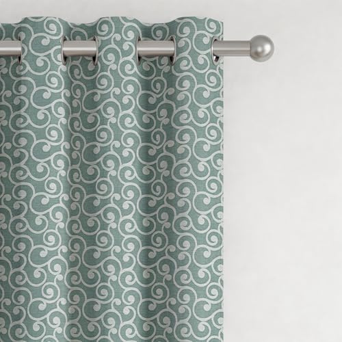 Image of Wakefit Curtains 5 Feet Long Set of 2, Jacquard Polyester Window Curtains for Home Decor (Adler Line Wave Sea Blue)