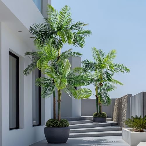 9.1FT Artificial Phoenix Palm Tree Artificial Plants Indoor Outdoor Large Faux Coconut Silk Palm Tree Tropical Fake Tree Faux Sago Palm Plant for Modern Farmhouse Yard Outside Patio Poolside