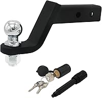 Vista 8 de Soporte de bola de enganche de remolque de 2 pulgadas con bola de remolque, clip de pasador de enganche y se adapta a receptor de enganche de 2