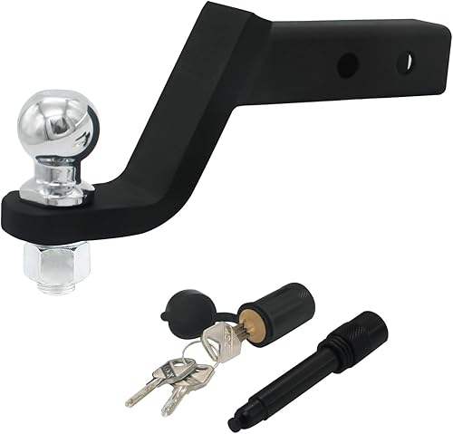 Soporte de bola de enganche de remolque de 4 pulgadas con bola de remolque, clip de pasador de enganche y se adapta a receptor de enganche de 2