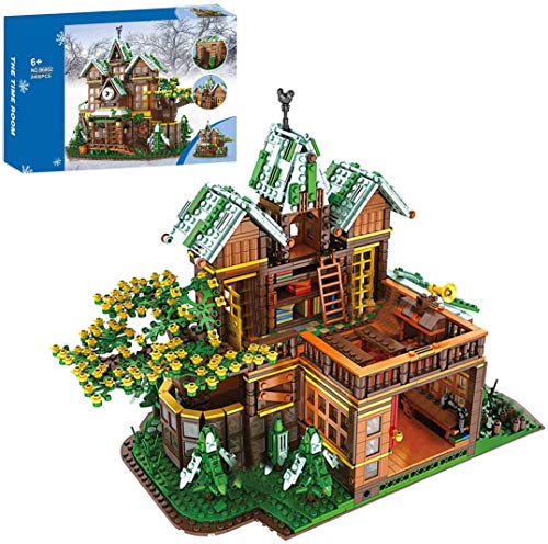 LAKIOMZ Technic Baumhaus Bausteine Modell 2466pcs Kreative Baumhaus Zeit Zimmer Ziegel Spielzeug Zusammenbauen…