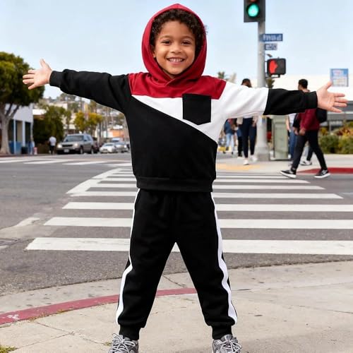 Image of 2-6T Toddler Baby Boy Clothes Color Blocking Hoodies + Pants Fall Winter Outfits