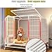 RUYICZB Dog Crate Kennel for Medium Large Dogs, Indoor Double Door High Anxiety Cage, Enhanced Wire Metal Kennel with Separation Anxiety Lockable Wheels and Removable Tray,White,30.7