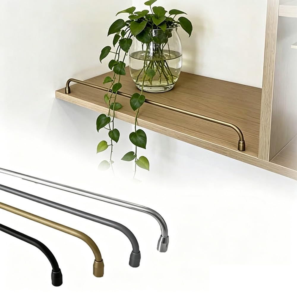 Svbvrfeew Bronze Gallery Rail Guardrail Bar For Closet Shelf Rail Decorative Aluminum Tipping Railing Set Display Cabinet Fence Metal Floating Shelf Railing Rod(,28In/71.1Cm)