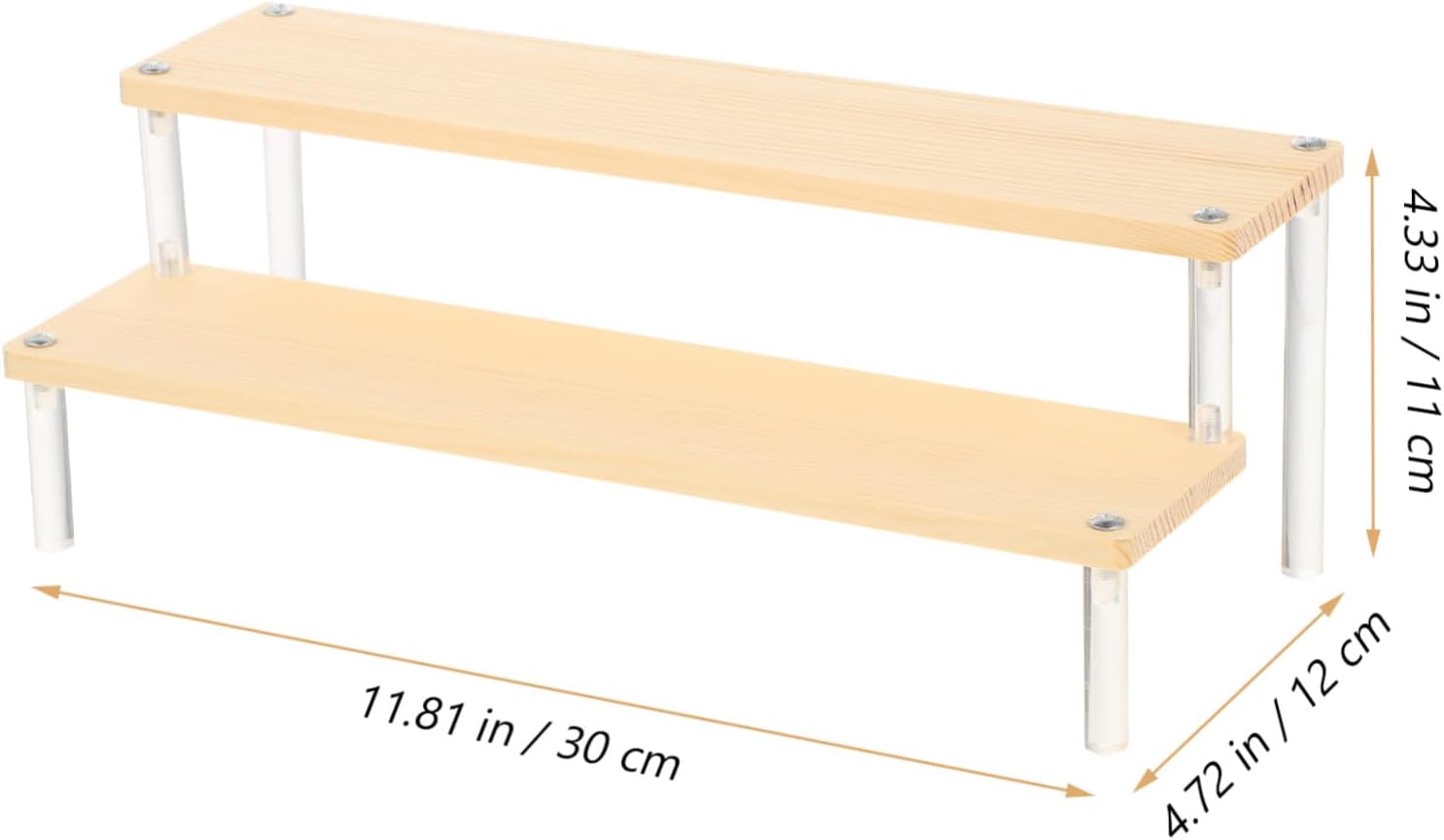 Double Layer Wood Display Stand for Figures and Cosmetics, Khaki image 4