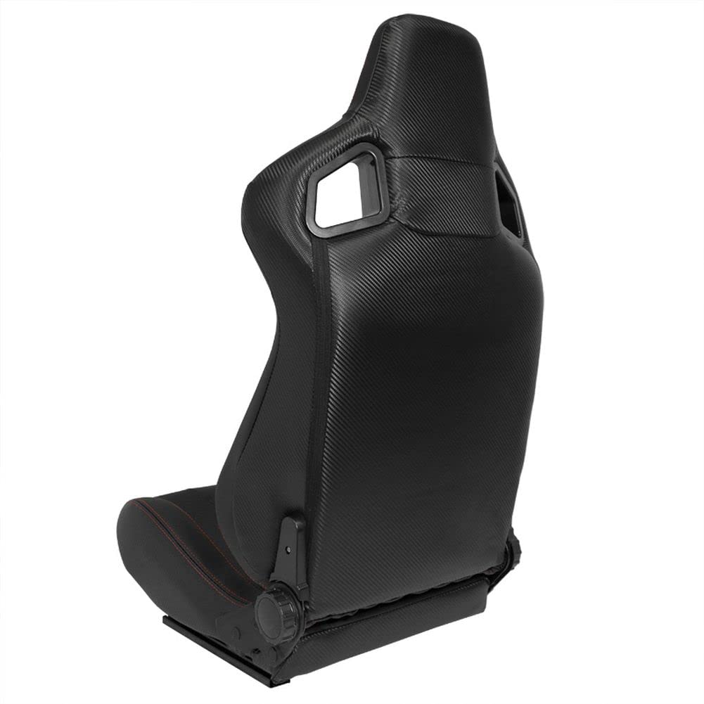 Sedile Sportivo 'RK' - Finta pelle Nero + Cucitura Rossa - reclinabile doppia regolazione - incl. Slitte
