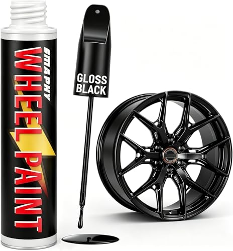 Gloss Black Rim Touch Up Paint, Rim Paint for Curb Rash & Scratch, Car Wheel Scratch Repair Kit for Alloy, Enamel, Metal, Universal Black Automotive Touch Up Paint Pen (1 fl oz)