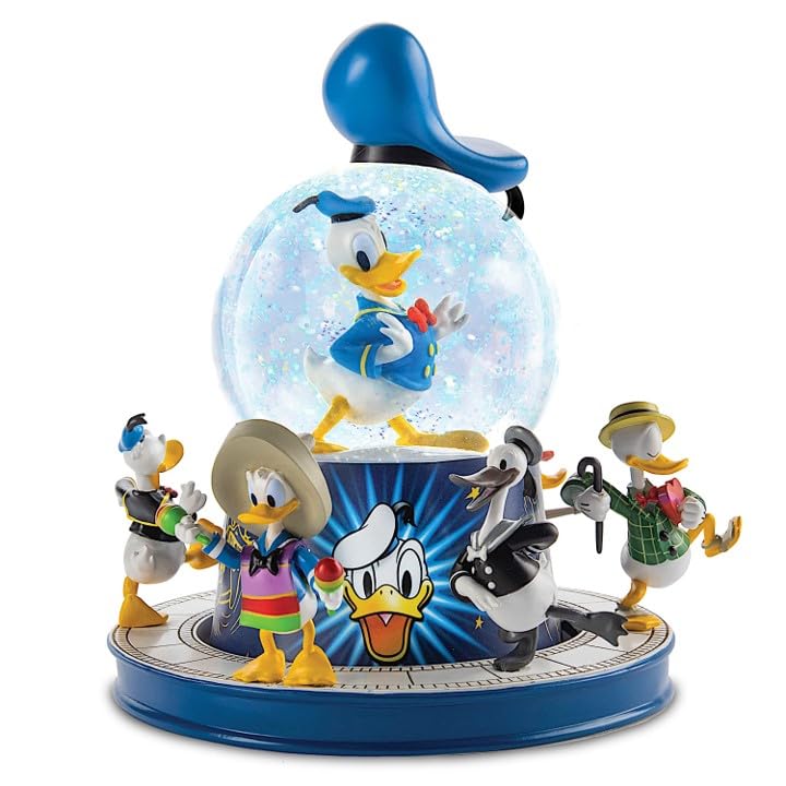 Disney Donald Duck Glitter Globe with Sculpted Figures of The Beloved Character Through The Years