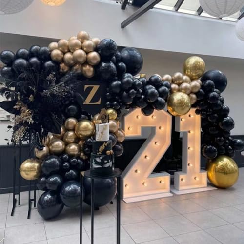 Black and Gold Balloons Garland Arch Kit, 134pcs Black and Metallic Gold Balloons with Different Size for Graduation, 2024 New Year, Birthday, Anniversary Party Decorations Supplies - Image 7