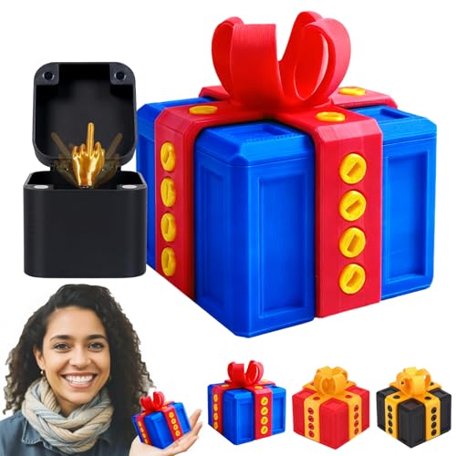 Middle Finger in a Box Annoying Twist-Open Joke gifts Box with Pop-Up Surprise 3D Printed Prank Gift Box Suitable for Friends Secret Santa (Blue)