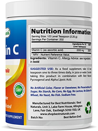 Best Naturals 100% Pure Vitamin C Powder 1 lb (454 Grams) Powder (Also Called Ascorbic Acid) (1 LB (Pack of 1)) - Image 3