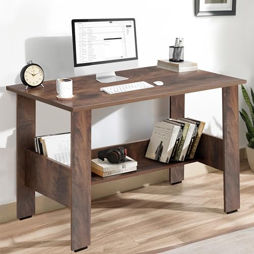 Image of ABOUT SPACE Study Table | Multipurpose Office Desk | Tables for Students & Adults | Engineered Wood Drawing Table | Table with Storage| Computer Table | Writing Table - (L90 x B50 x H78.5 cm - Walnut)