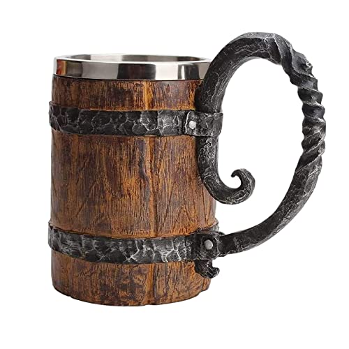 Wooden Beer Mug Beer Barrel, Large Viking Cup Wood Style