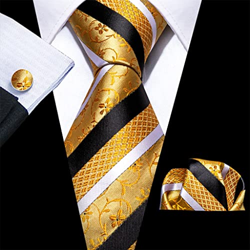 Corbata clásica con juego de puños y pañuelo para hombre miniatura 2