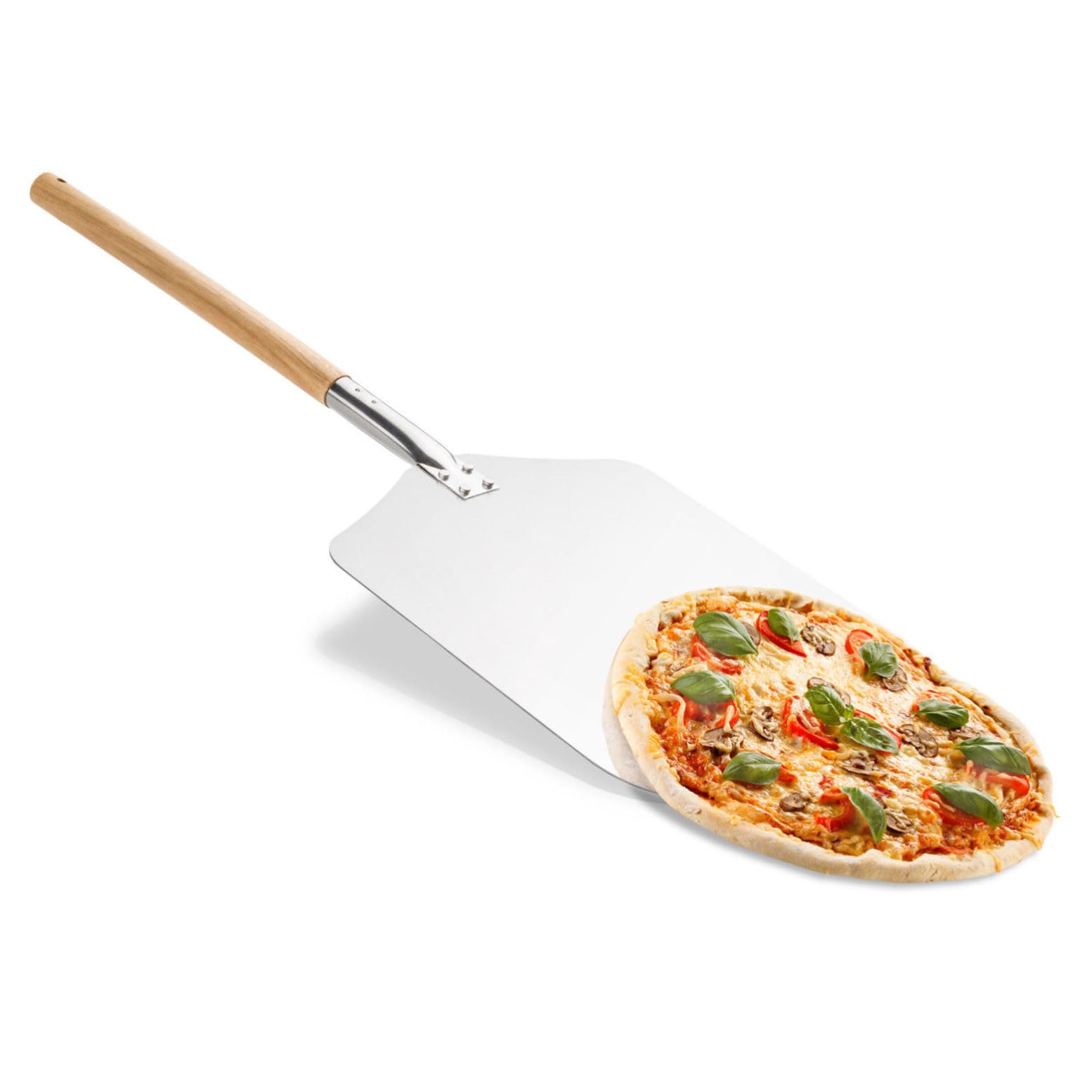 BIUDECO Professional Pizza Shovel 66cm Aluminum with Wooden Handle Oven Safe Peel