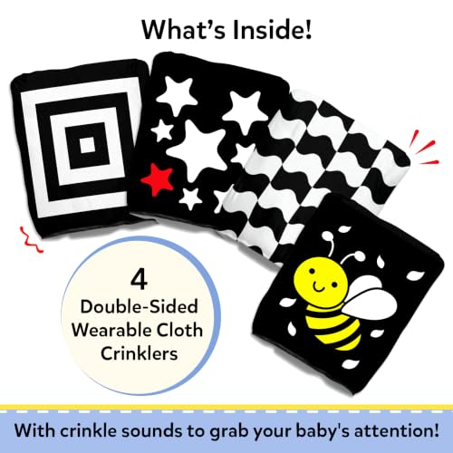 Image of Skillmatics High Contrast Crinklers - Black & White Sensory Cloths for Baby