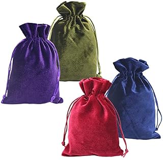 HRX Package Soft Velvet Gift Bags, 13x20 cm Velvet Drawstring Pouches for Tarot Rune Jewelry Crystal 4 Pack