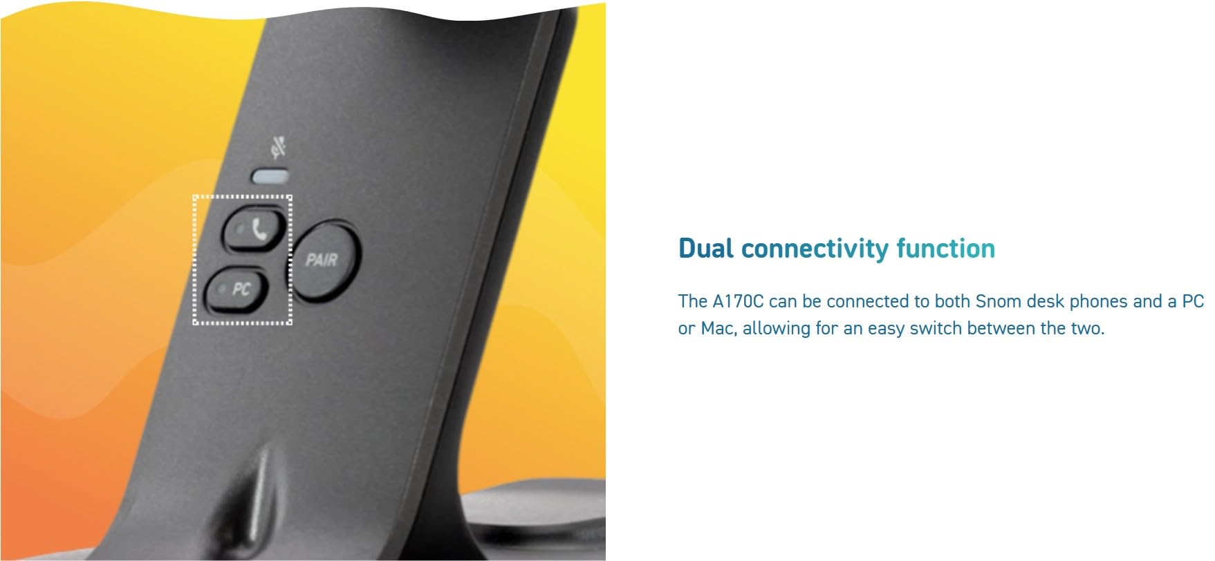 Snom A170C DECT-Headset, BT 5.3, ANC, Hot-Swap Akku, Kabellos, Schwarz, 25m Reichweite, VoIP