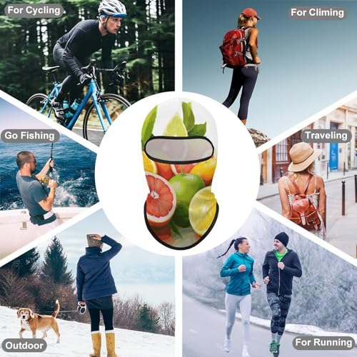 Balaclava para hombre y mujer, máscara para esquiar con diseño de frutas cítricas, cubreboca completo para ciclismo miniatura 6