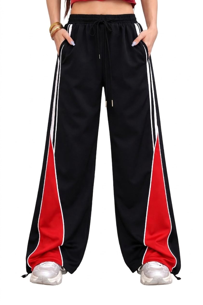 of-Women Color Blocked Side White Strips Loose Fit Pant-R182-image-24