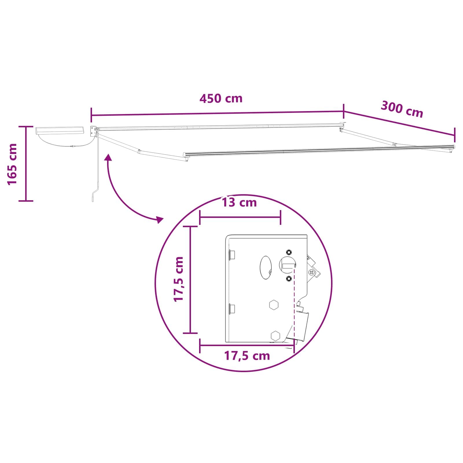 Toldo retráctil eléctrico, tela topo y marco blanco | Equipado con control remoto y panel solar, con un marco de aluminio duradero para la protección solar de patio y jardín.