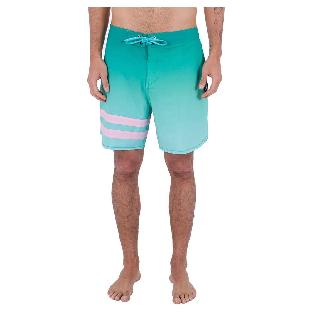 Hurley babylegs Division Men's Phantom-eco Block Party 18' Swimsuit, Tropical Mist, 38