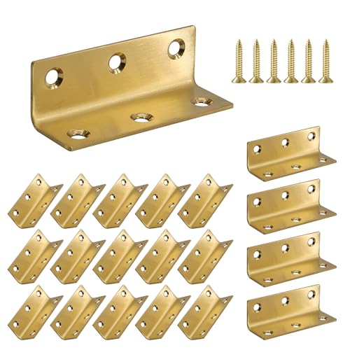 Redunest 20 Pack 3.2" Gold Heavy Duty Corner Brace, 80mm Length Brackets