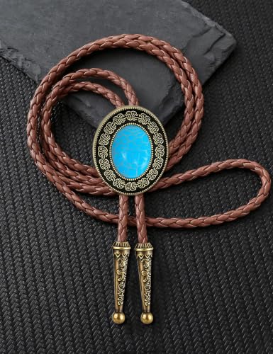 Image of HUABOLA CALYN Bolo tie, Handmade Round Shape Western Cowboy Bola Tie