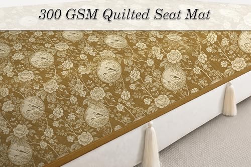 Image of Cloth Fusion Quilted Sofa Cover Seat Mat 2 Seater Chaise, Floral Toile | Reversible Jaipuri Print, 150 cm, Seat Cover Only, Decorative Tassel Edging With A Spare, Easy Tuck-In Hold, Not Anti-Slip