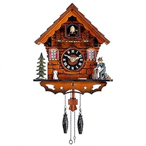 Kintrot Cuckoo Clock Traditional Black Forest Clock Antique Wooden Pendulum Quartz Wall Clock
