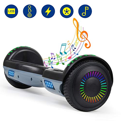 YHR 6.5 Inch Hoverboard with Bluetooth W/Speaker, LED Wheels and LED Lights