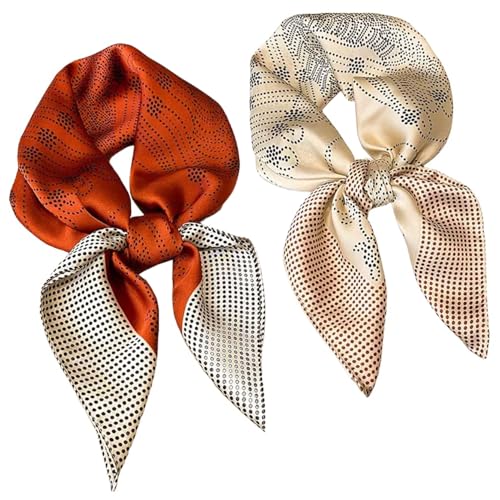 Silk Feeling Scarf Women’s Medium Square Satin Hair Scarf 27.5 x 27.5 inches（2Pack