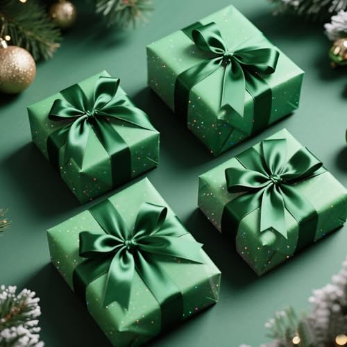 Image of Green Glitter Tissue Paper for Gift Bags 36 Sheets 14x20 Inch - Recyclable Wrapping Paper for Weddings, Birthdays, Party & Festival Decorations DIY Craft Supplies