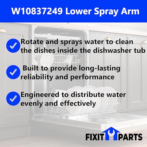 Image of W10837249 Dishwasher Lower Spray Arm replaces W10629546, W10838302