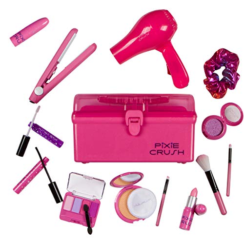Pixiecrush Kids Makeup Kit For Girls | With Pretend Hair Dryer And Flat Iron | Play Hair Styling Kit For Kids & Little Girls | Ages 3, 4, 5, 6, 7, 8, 9, 10 | Comes In A Pink Carrying Case #TOP1