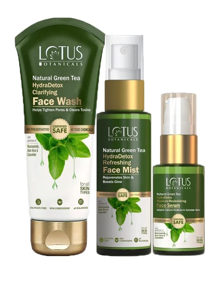 Lotus Botanicals Green Tea Acne Defense Combo Face Wash (100ml) Face Serum (30g) Refreshing Face Mist (50ml) (set of 3)