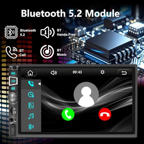 Radio para automóvil con pantalla táctil HD 7 pulg y Bluetooth miniatura 5