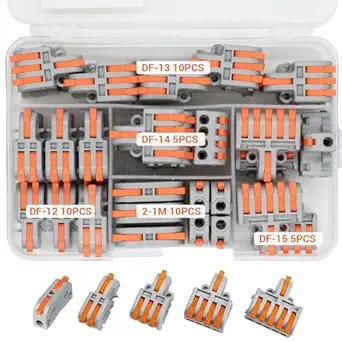 UOHGDPY 40Pcs Lever Wire Nut Connector, 1 in 1 Out?1 in 5 Out Wire Splitter, Compact Wire Connectors Splicing Connectors for Circuit Inline 28-12 AWG
